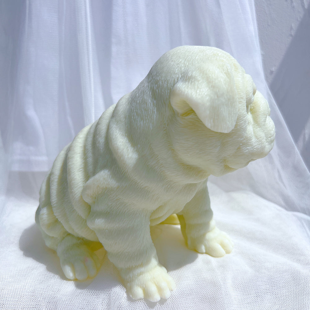 A high-performance Bulldog Puppy Candle Mould silicone candle mold from MYKA Candles and Moulds for resin art and professional baking mould use.