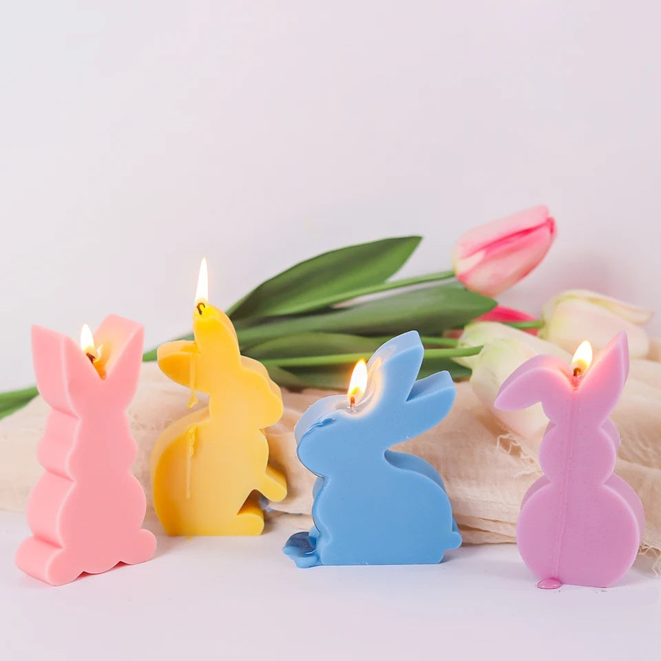 Showcasing the Bunny Candle Moulds silicone candle mould by MYKA Candles and Moulds for creative baking moulds and candle making.