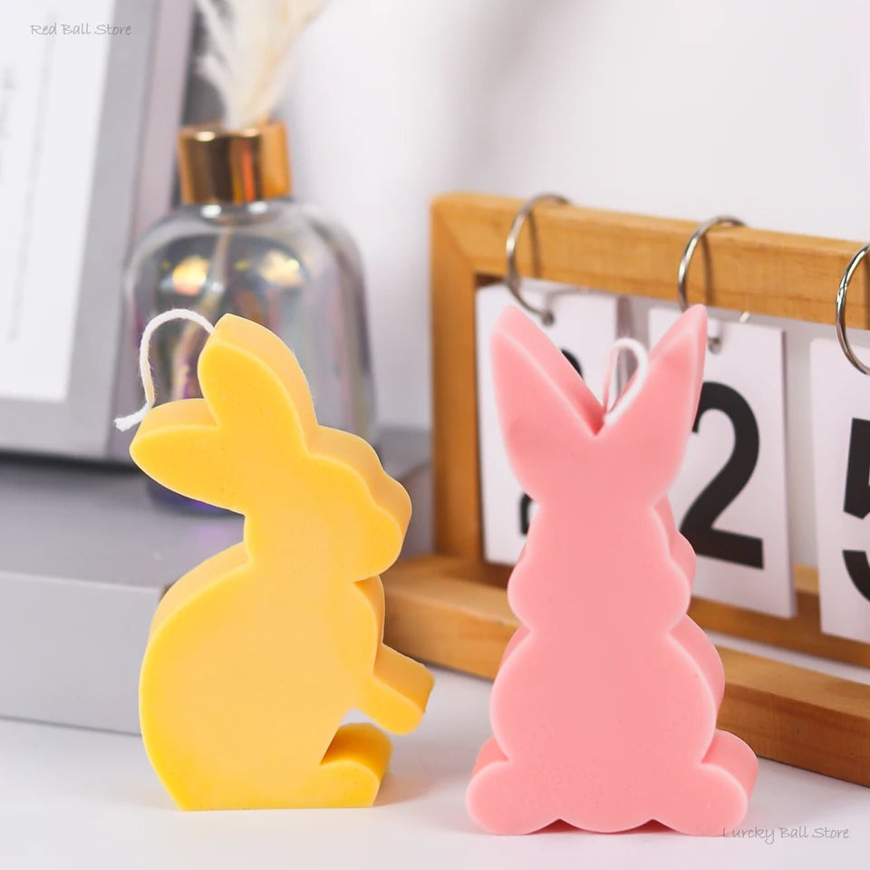 The flexible Bunny Candle Moulds silicone candle mould by MYKA Candles and Moulds, suitable for soap moulds and food-grade cake mould use.