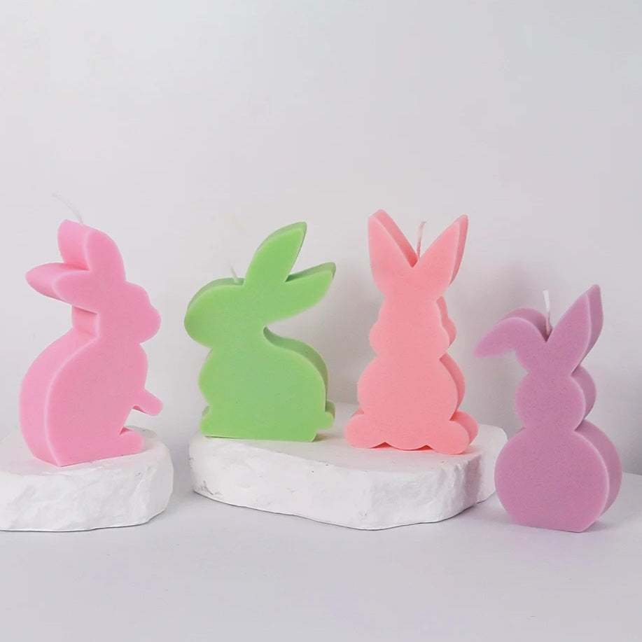 An aesthetic Bunny Candle Moulds silicone candle mould from MYKA Candles and Moulds, perfect for soap, resin, and cake mould art.
