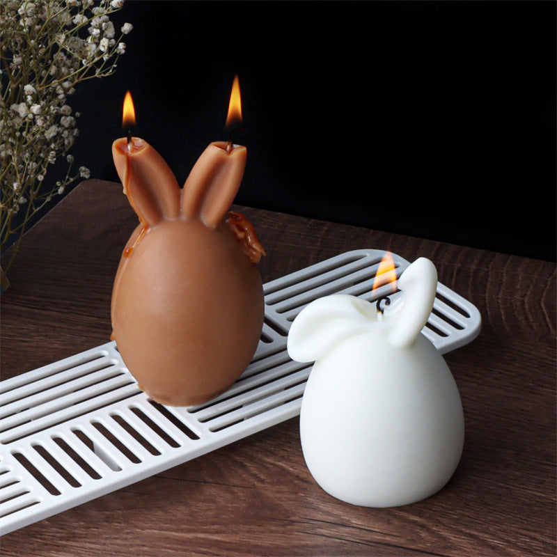 An aesthetic Bunny Egg Candle Moulds silicone candle mould from MYKA Candles and Moulds, perfect for soap, resin, and cake mould art.