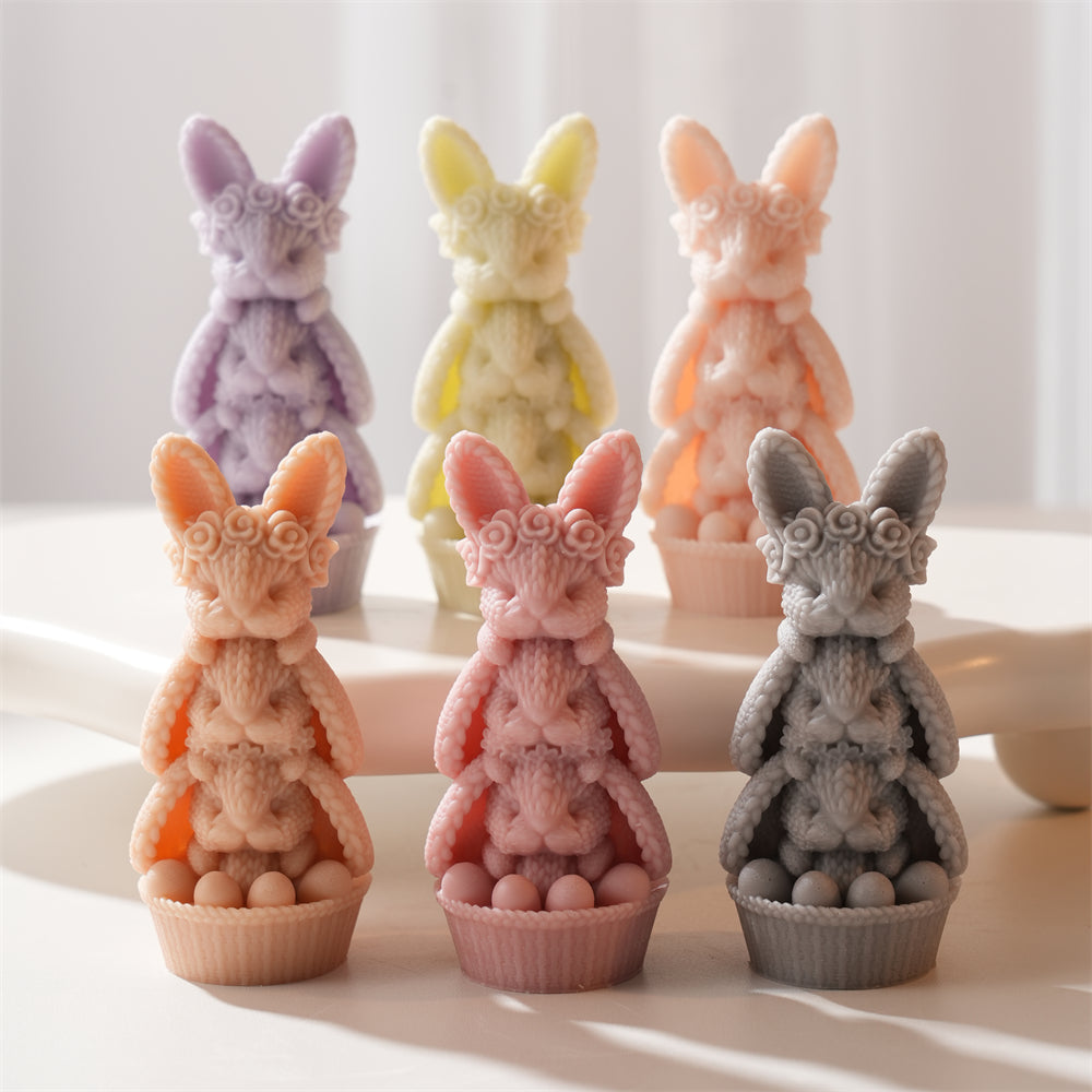 The Bunny Trio Candle Mould silicone candle mould by MYKA Candles and Moulds, perfect for small business candle, soap, and cake mould production.
