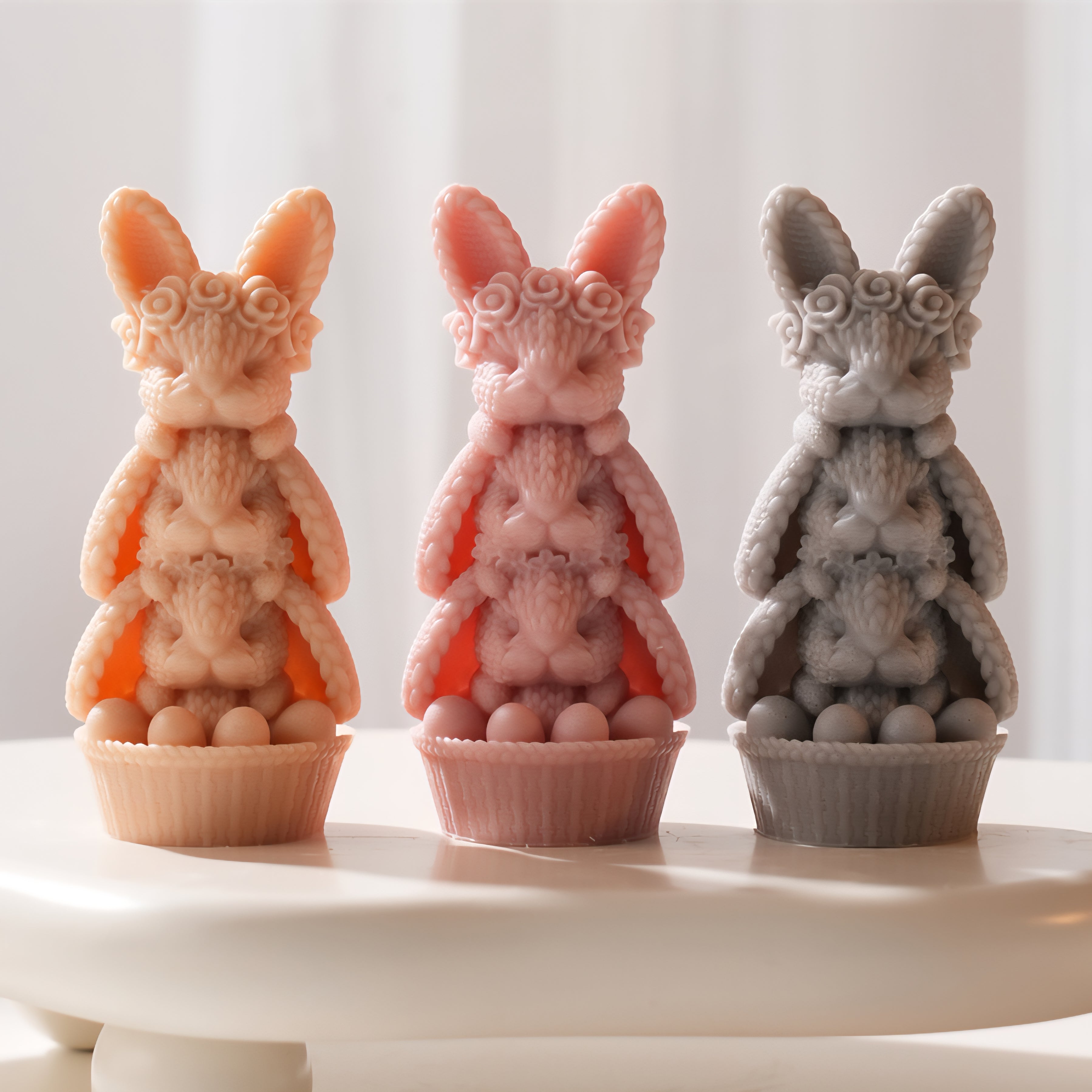 Handmade Bunny Trio Candle Mould silicone candle mold from MYKA Candles and Moulds, perfect for resin moulds and unique baking mould shapes.