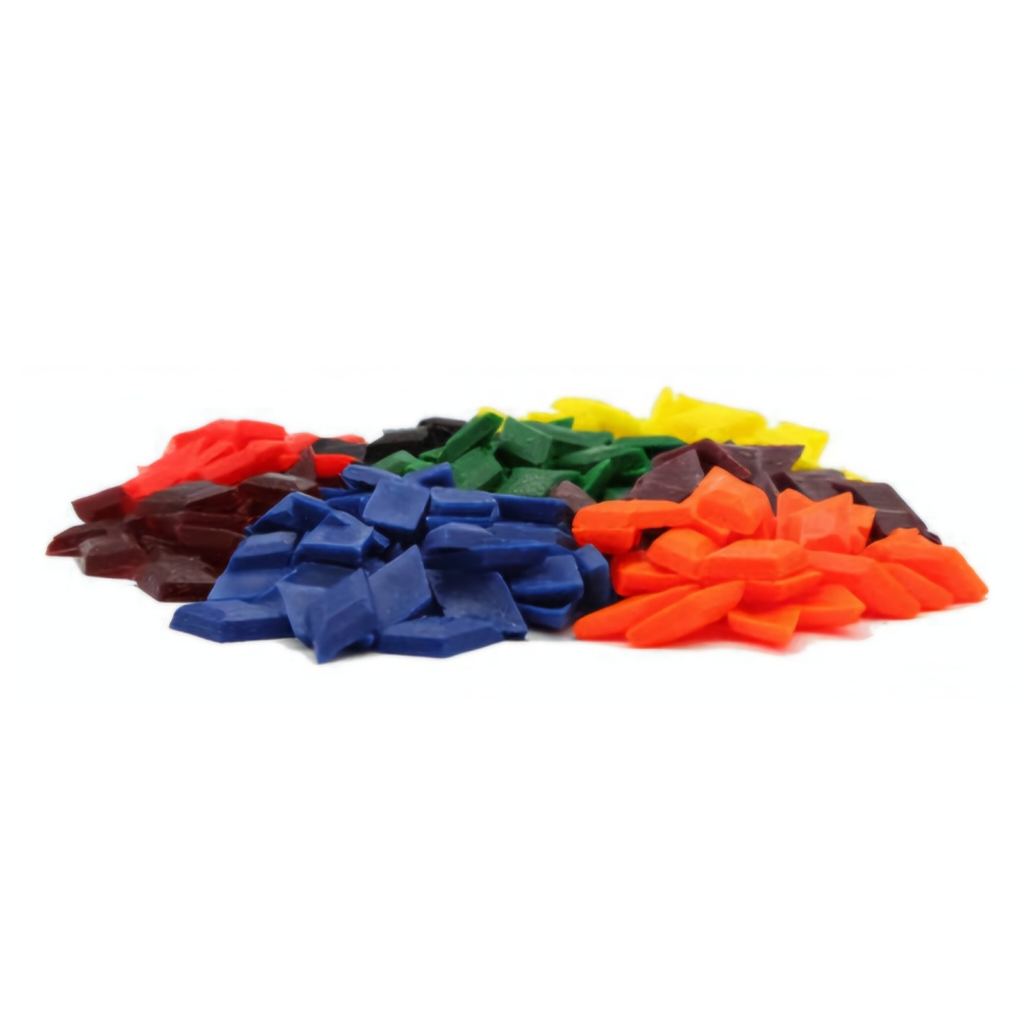 Vibrant Candle Colour Diamond Dye Chips for custom candle making. Highly concentrated candle dye by MYKA Candles and Moulds.