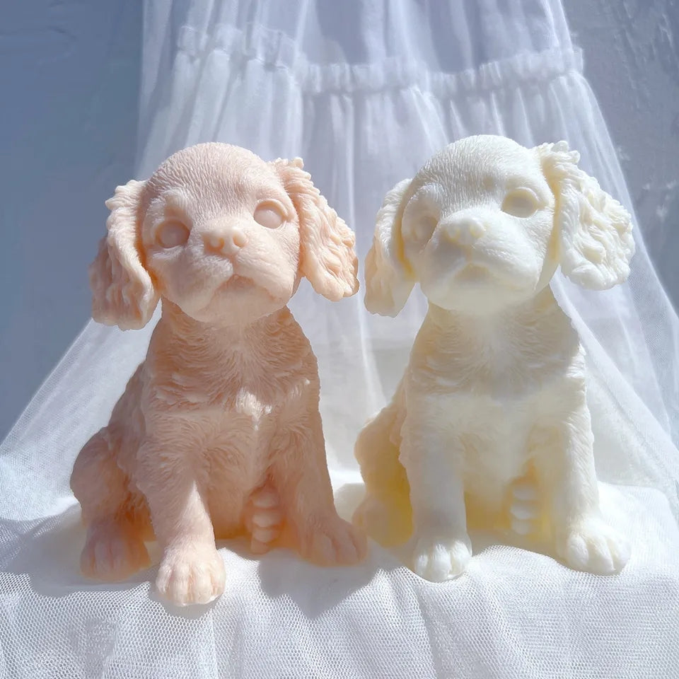 The Cavalier King Charles Spaniel Puppy Candle Mould silicone candle mould from MYKA Candles and Moulds, a professional supply for candle, soap, and baking moulds.