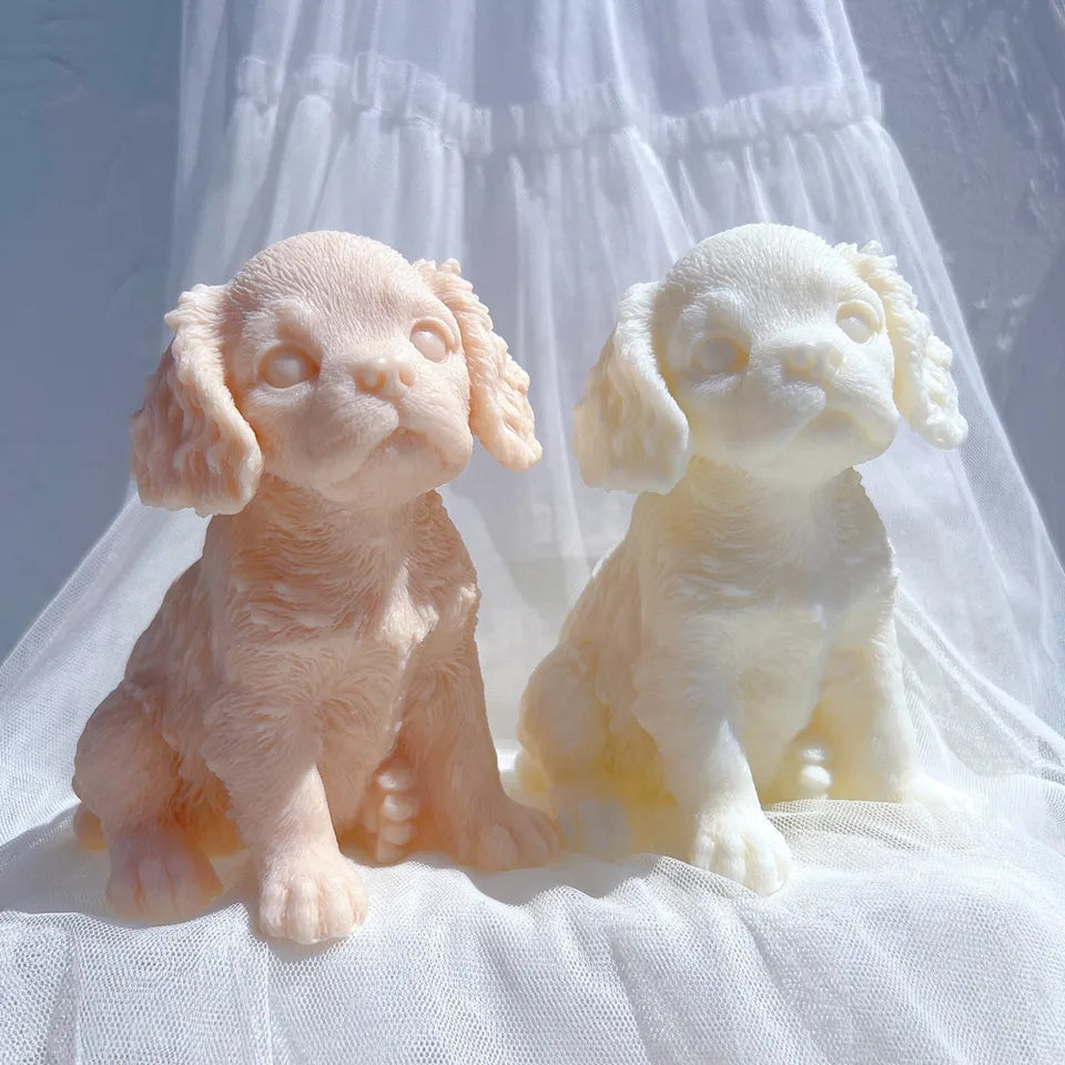 The Cavalier King Charles Spaniel Puppy Candle Mould silicone candle mould by MYKA Candles and Moulds, optimized for professional candle, soap, and cake moulds.