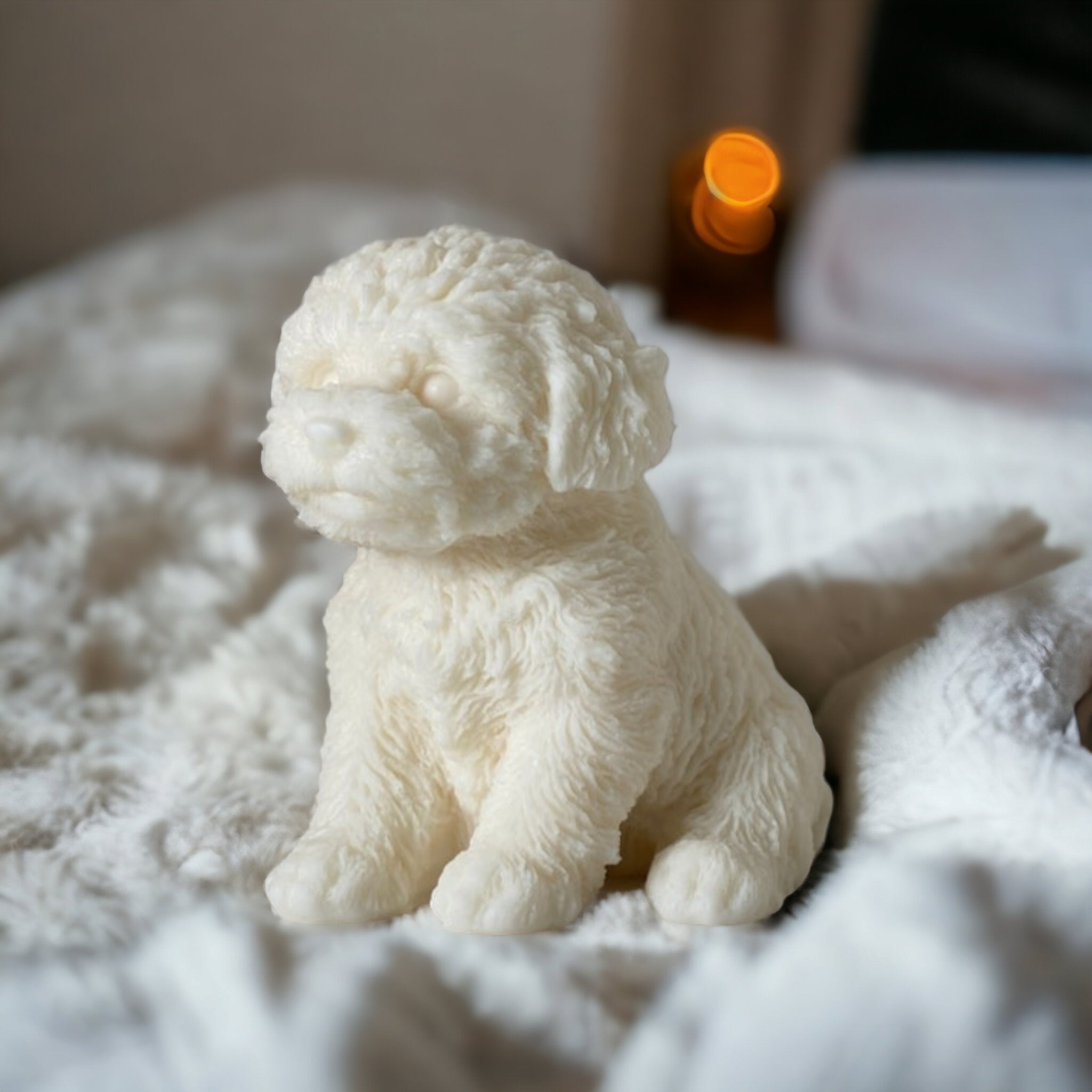 The flexible Cavoodle Puppy Candle Mould silicone candle mould by MYKA Candles and Moulds, suitable for soap moulds and food-grade cake mould use.