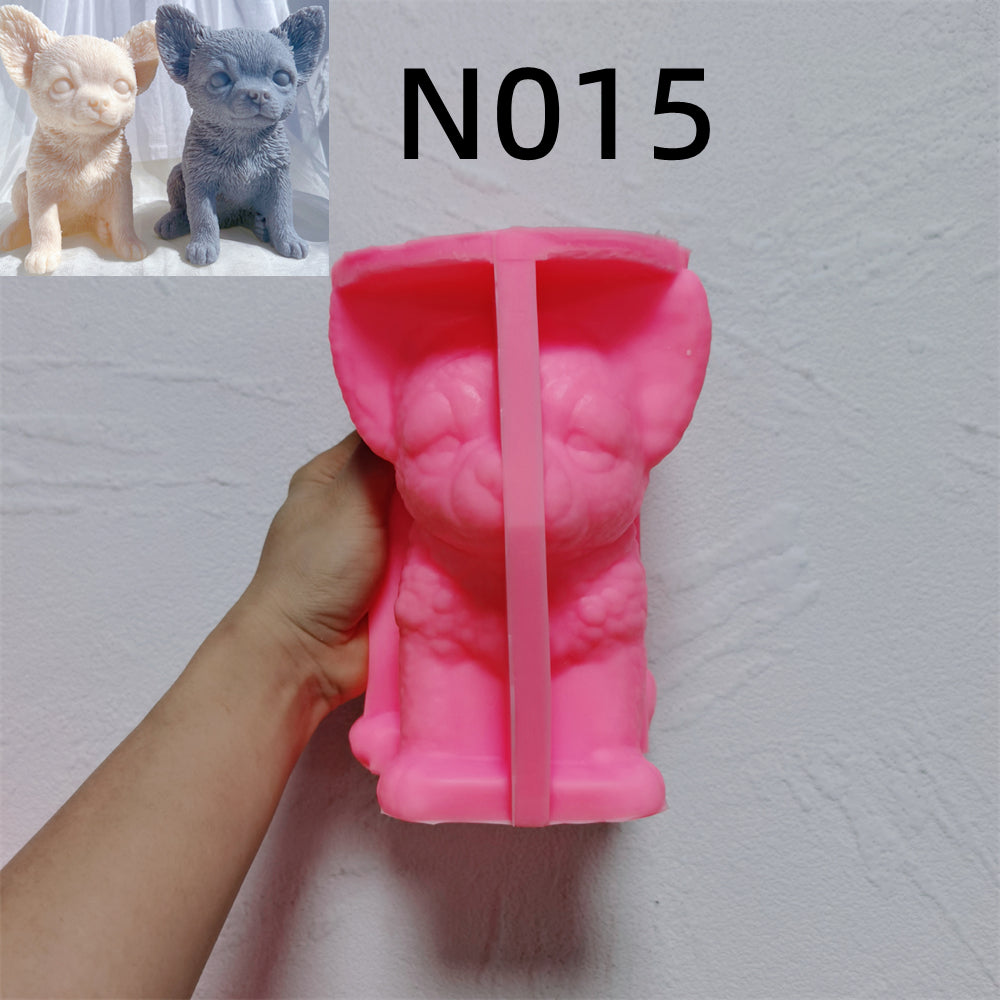 A Chihuahua Puppy Candle Mould silicone candle mold by MYKA Candles and Moulds, designed for easy release in soap, resin, and cake mould casting.