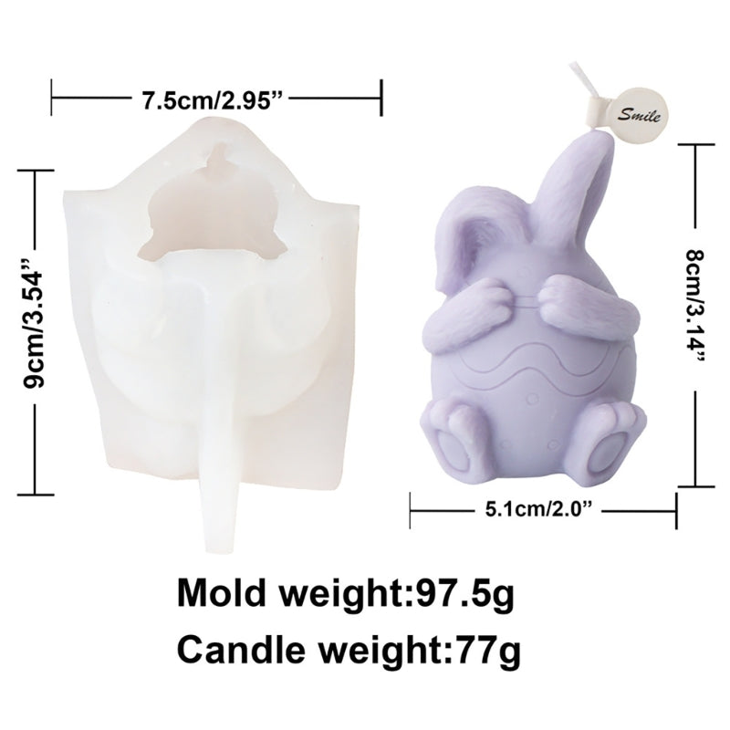 A high-performance Choc Egg Bunny Candle Moulds silicone candle mold from MYKA Candles and Moulds for resin art and professional baking mould use.
