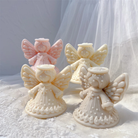 The flexible Christmas Angel Silicone Candle Mould silicone candle mould by MYKA Candles and Moulds, suitable for soap moulds and food-grade cake mould use.