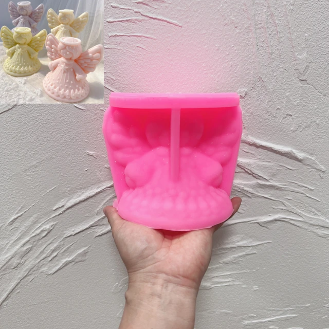 A premium Christmas Angel Silicone Candle Mould silicone candle mold by MYKA Candles and Moulds, a versatile tool for soap, resin, and cake mould crafting.