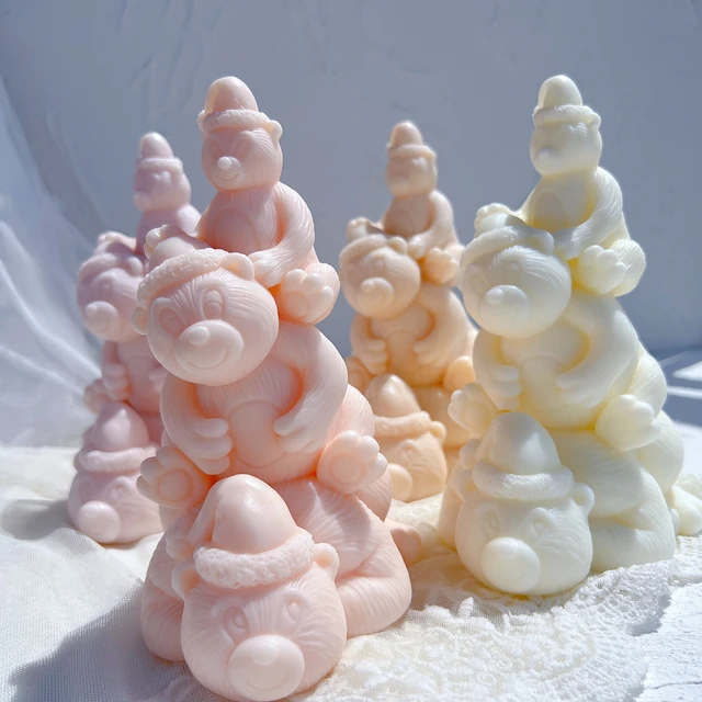 A Christmas Bears Silicone Candle Moulds silicone candle mold by MYKA Candles and Moulds, the perfect multipurpose tool for soap, resin, and cake mould casting.