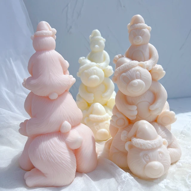 A premium Christmas Bears Silicone Candle Moulds silicone candle mold by MYKA Candles and Moulds, a versatile tool for soap, resin, and cake mould crafting.