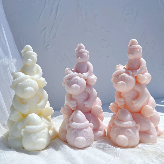 The flexible Christmas Bears Silicone Candle Moulds silicone candle mould by MYKA Candles and Moulds, suitable for soap moulds and food-grade cake mould use.
