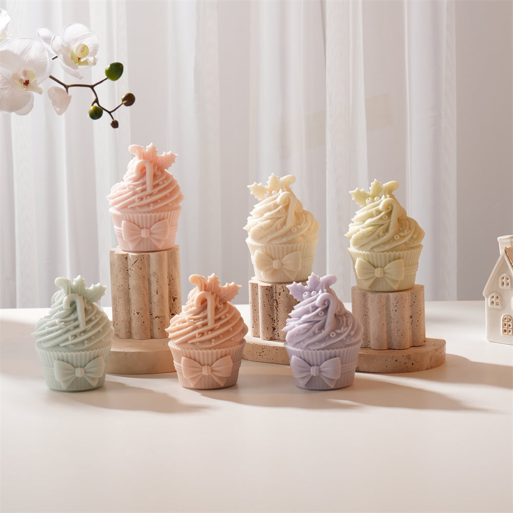 The Christmas Cupcake Silicone Candle Mould silicone candle mould by MYKA Candles and Moulds, perfect for small business candle, soap, and cake mould production.