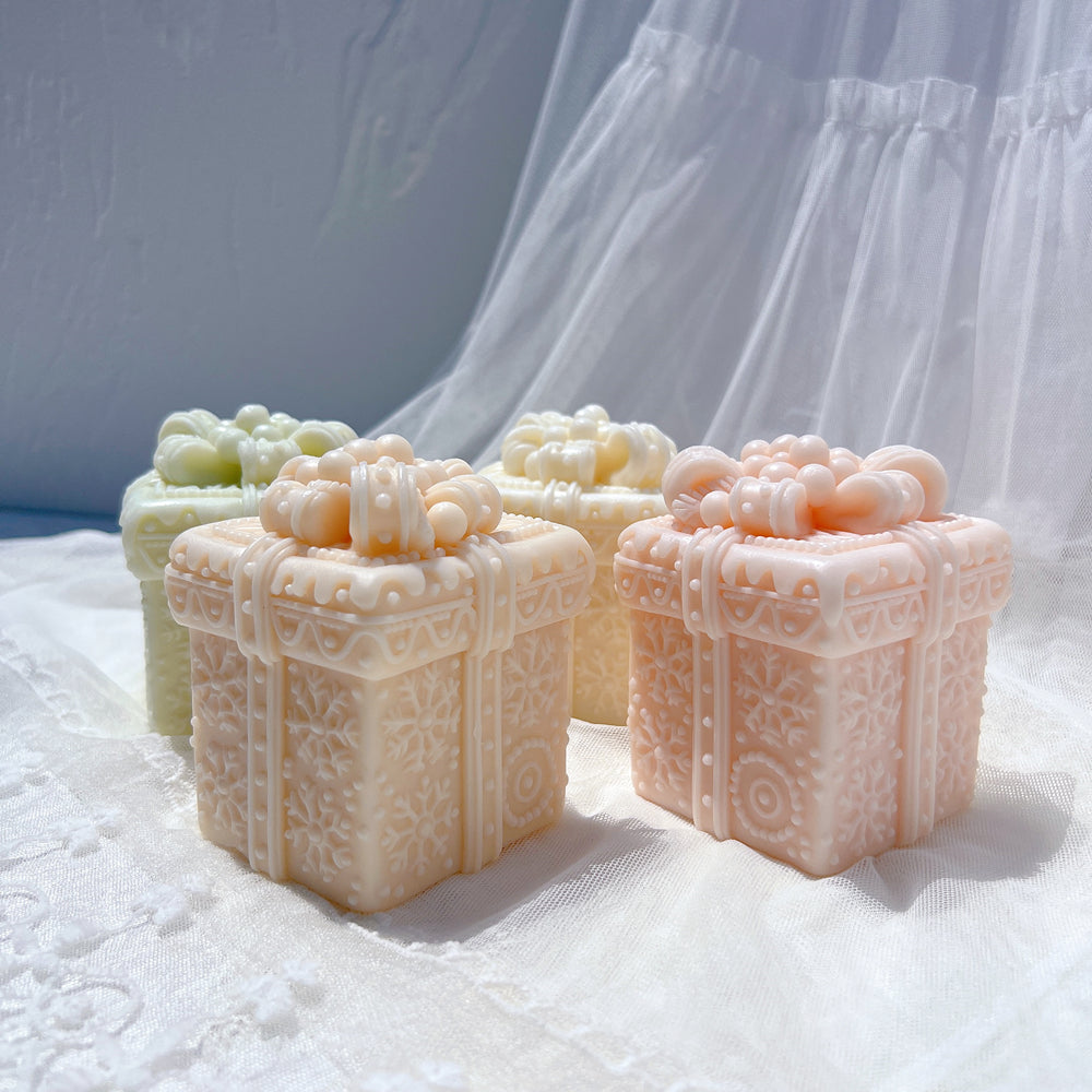 A high-performance Christmas Gift Box Candle Mould silicone candle mold from MYKA Candles and Moulds for resin art and professional baking mould use.