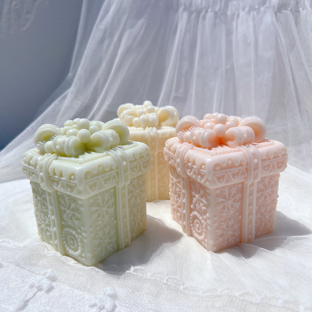 The Christmas Gift Box Candle Mould silicone candle mould by MYKA Candles and Moulds, a must-have for resin moulds and DIY baking mould enthusiasts.