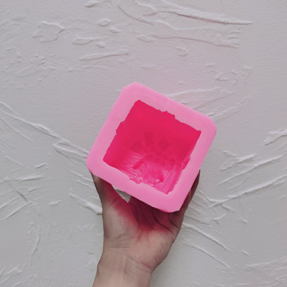 A heat-resistant Christmas Gift Box Candle Mould silicone candle mould by MYKA Candles and Moulds, ideal for soap, resin, and baking mould applications.