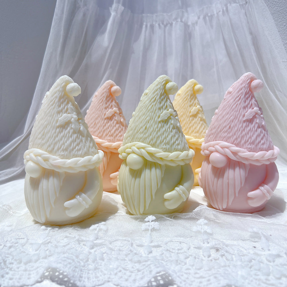 A heat-resistant Christmas Gnome Candle Mould silicone candle mould by MYKA Candles and Moulds, ideal for soap, resin, and baking mould applications.