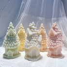 An intricate Christmas Hut Candle Mould silicone candle mold by MYKA Candles and Moulds, designed for aesthetic candles and resin moulds.