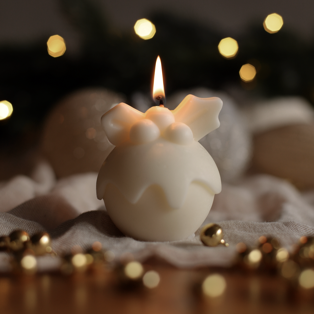 View of the Christmas Pudding Silicone Candle Moulds silicone candle mould from MYKA Candles and Moulds, ideal for DIY soap moulds and cake mould projects.