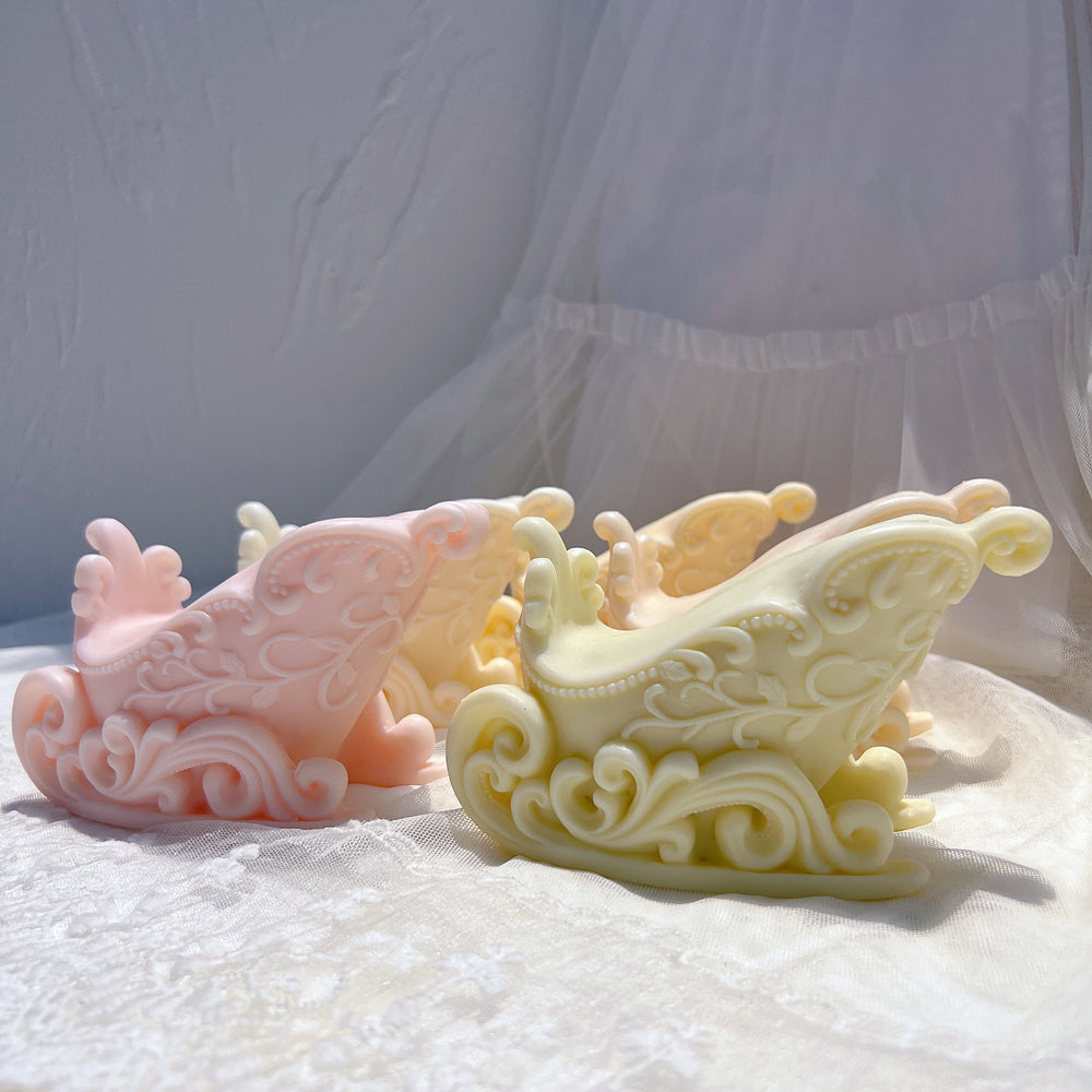The Christmas Sleigh Candle Mould silicone candle mould by MYKA Candles and Moulds, a top choice for artistic resin moulds and baking moulds.