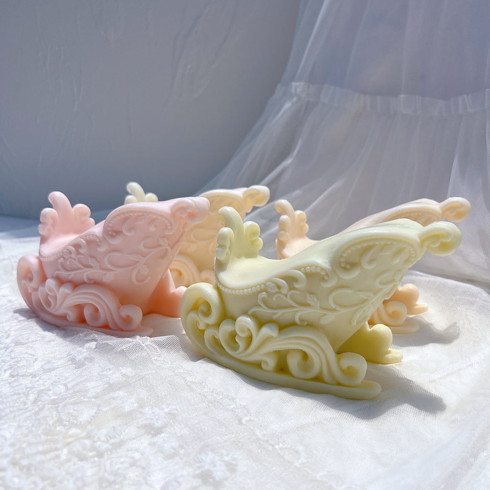 High-quality Christmas Sleigh Candle Mould silicone candle mould from MYKA Candles and Moulds, great for resin moulds and professional baking mould needs.