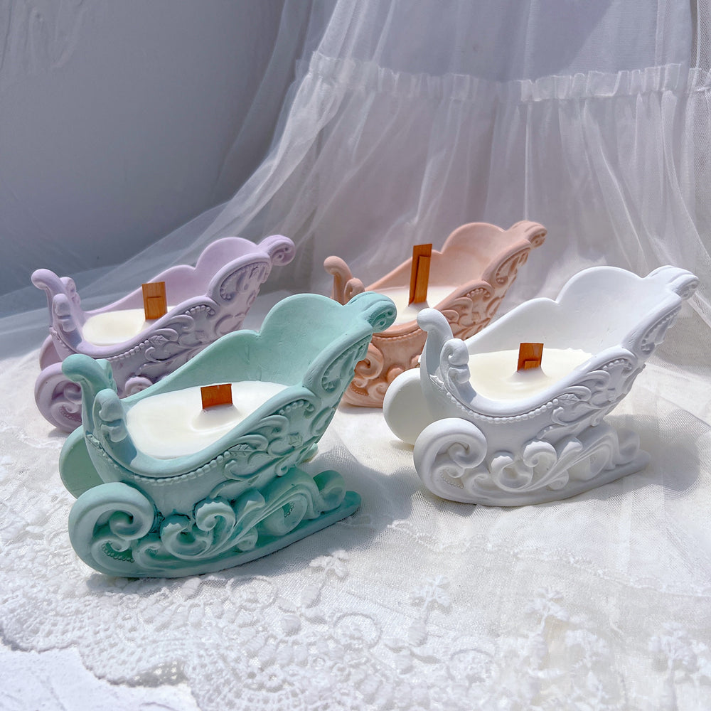 The Christmas Sleigh Vessel Mould silicone candle mould by MYKA Candles and Moulds, a top choice for luxury vessel moulds and candle moulds.