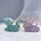 The flexible Christmas Sleigh Vessel Mould silicone candle mould by MYKA Candles and Moulds, suitable for plaster casting and candle making.