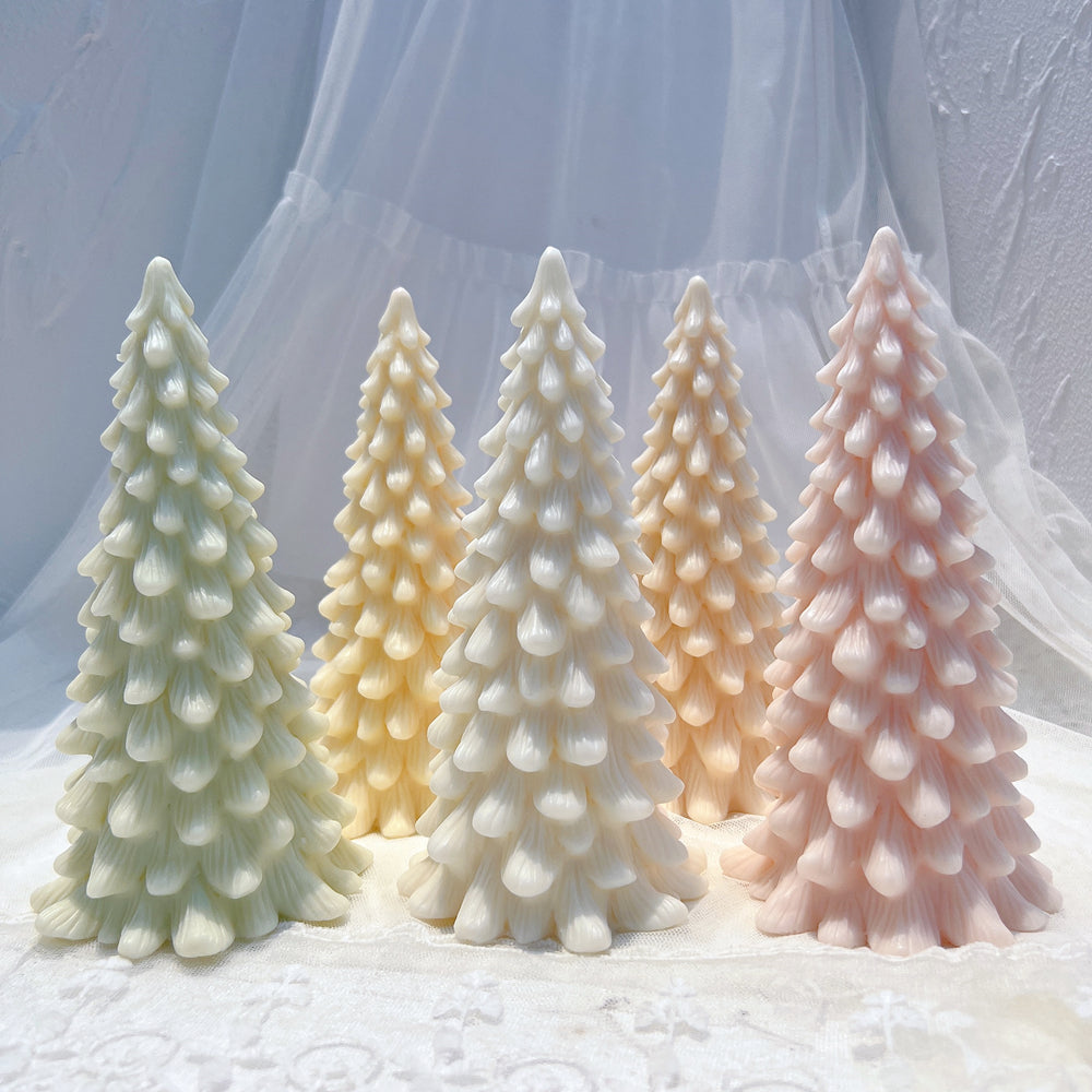 A detailed Christmas Tree Candle Mould silicone candle mould by MYKA Candles and Moulds, perfect for candle making, soap moulds, and resin moulds.