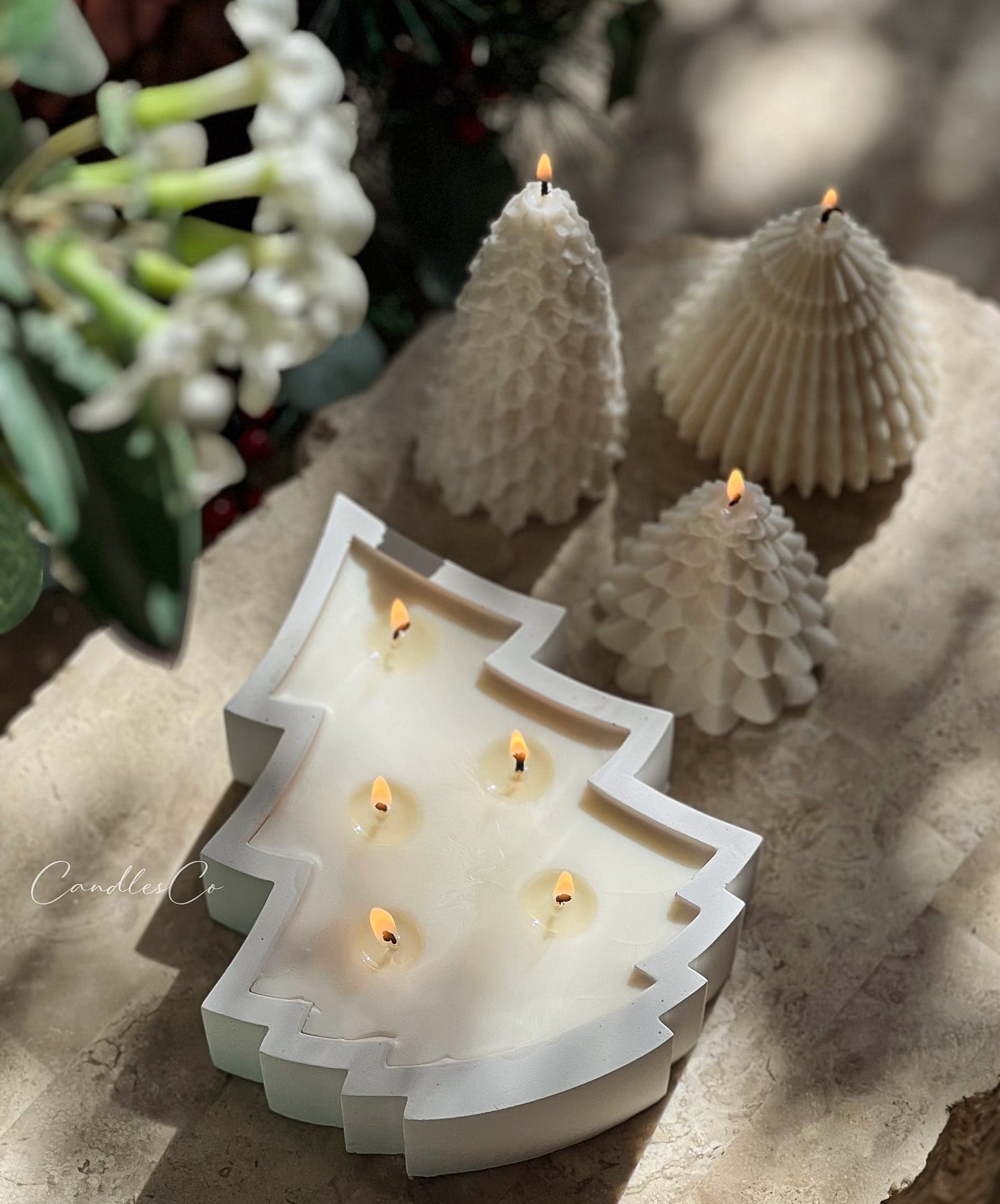 Precision-designed Christmas Tree Vessel Mould silicone candle mold by MYKA Candles and Moulds for resin vessels and decorative jars.