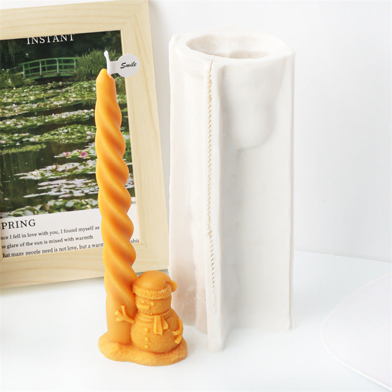 An intricate Christmas Twisted Pillar Silicone Candle Moulds silicone candle mold by MYKA Candles and Moulds, designed for aesthetic candles and resin moulds.