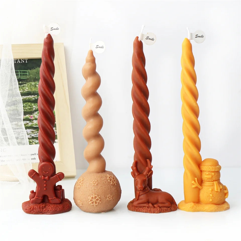 Crafting with the Christmas Twisted Pillar Silicone Candle Moulds silicone candle mould by MYKA Candles and Moulds, also used for soap, resin, and cake moulds.