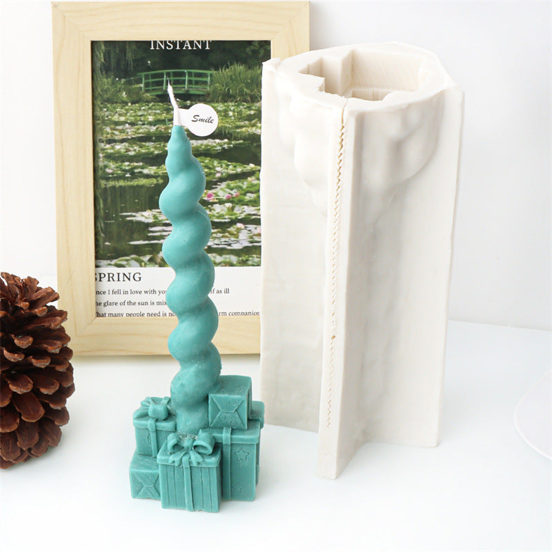 The Christmas Twisted Pillar Silicone Candle Moulds silicone candle mould by MYKA Candles and Moulds, a must-have for resin moulds and DIY baking mould enthusiasts.