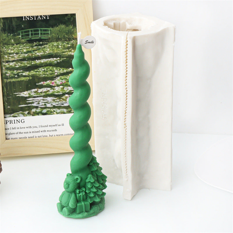 View of the Christmas Twisted Pillar Silicone Candle Moulds silicone candle mould from MYKA Candles and Moulds, ideal for DIY soap moulds and cake mould projects.