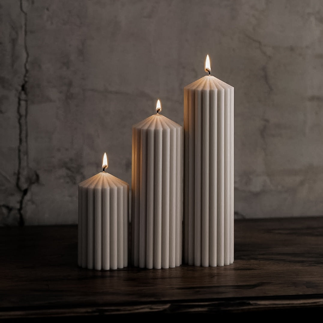 Close-up of the Circus Pillar Candle Moulds silicone candle mould by MYKA Candles and Moulds for soy wax, soap moulds, and baking mould hobbyists.