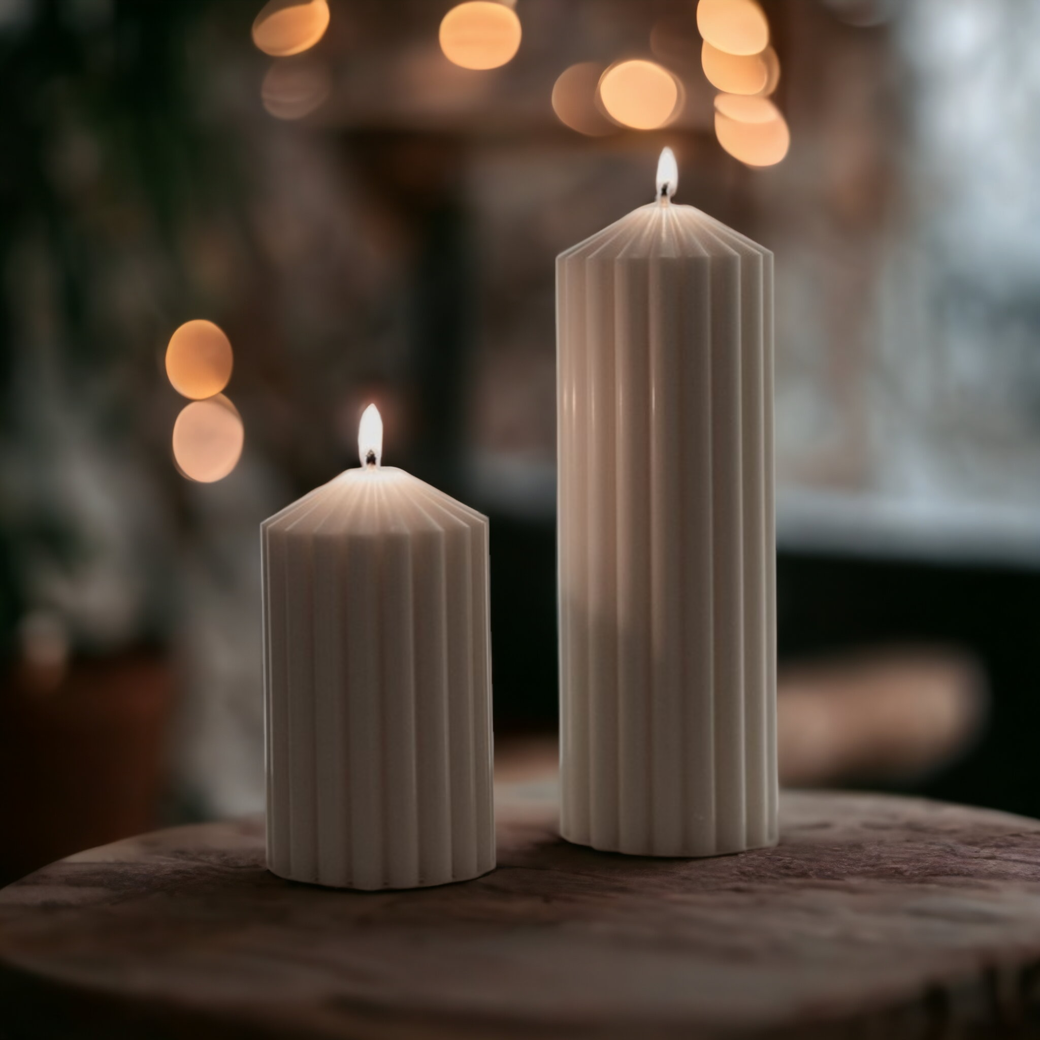 An aesthetic Circus Pillar Candle Moulds silicone candle mould from MYKA Candles and Moulds, perfect for soap, resin, and cake mould art.