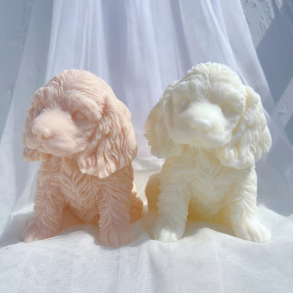 The Cocker Spaniel Puppy Candle Mould silicone candle mould by MYKA Candles and Moulds, a must-have for resin moulds and DIY baking mould enthusiasts.