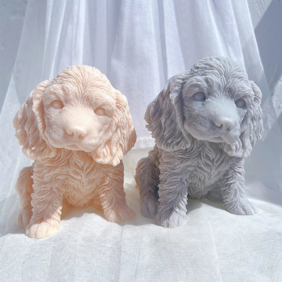 High-quality Cocker Spaniel Puppy Candle Mould silicone candle mould from MYKA Candles and Moulds, great for resin moulds and professional baking mould needs.