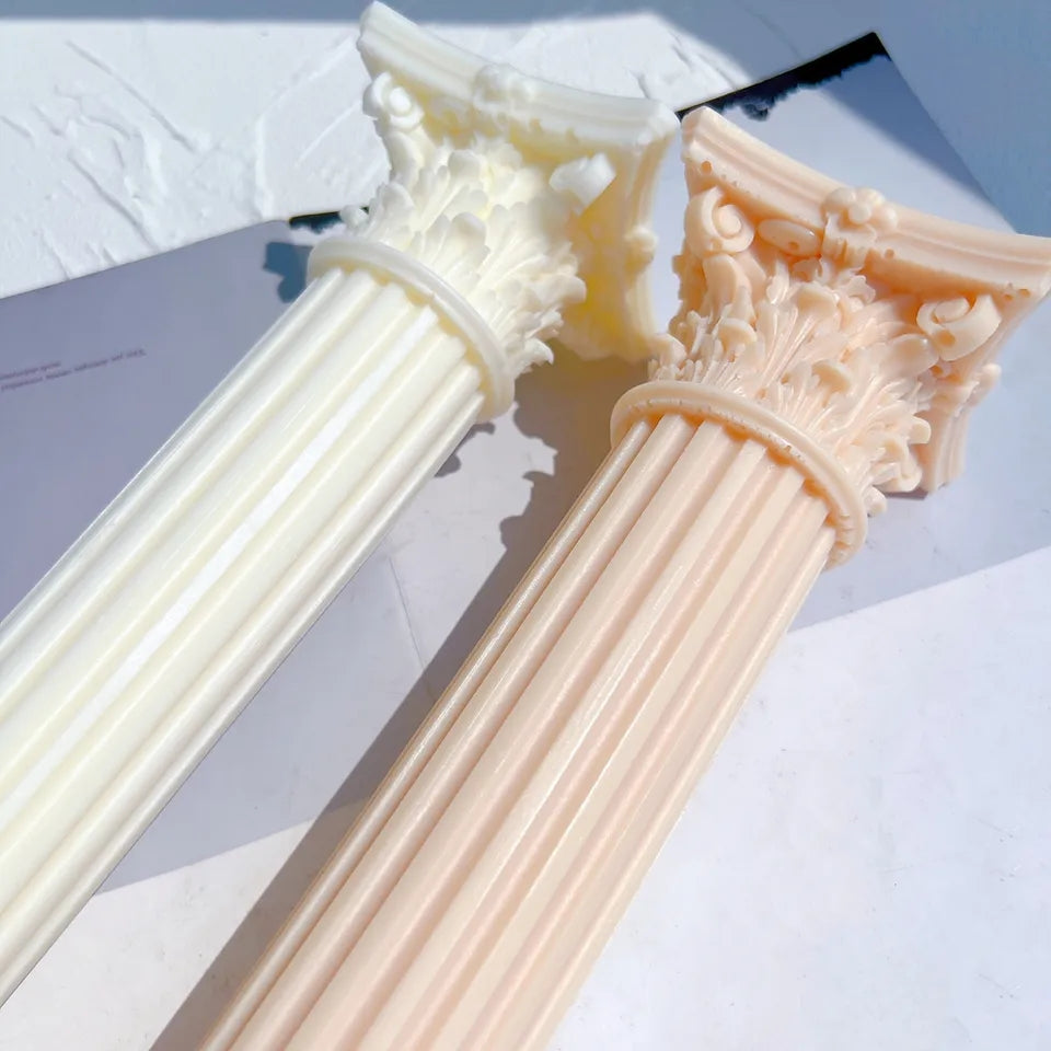 The Corinthian Pillar Candle Mould silicone candle mould from MYKA Candles and Moulds, a professional supply for candle, soap, and baking moulds.