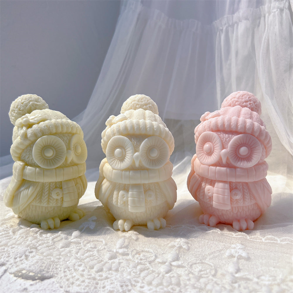 Crafting with the Cosy Owl Candle Mould silicone candle mould by MYKA Candles and Moulds, also used for soap, resin, and cake moulds.