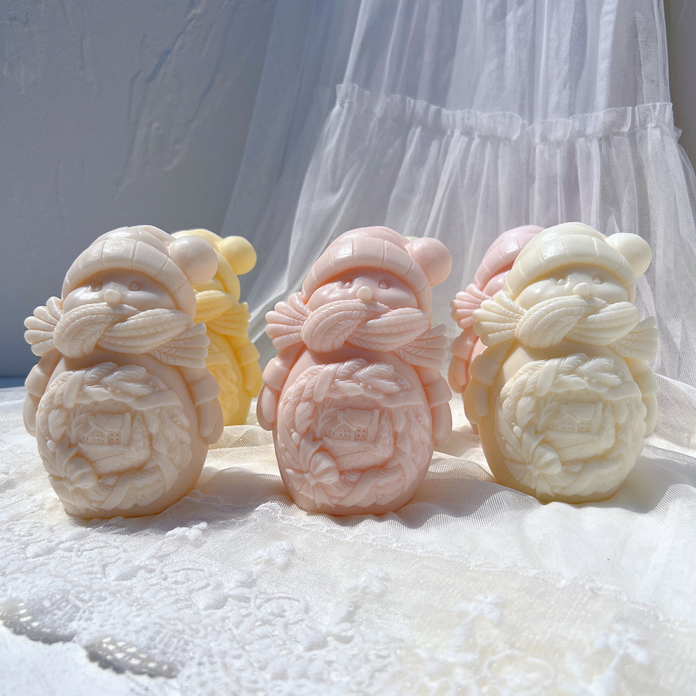 High-quality Cozy Snowman Candle Mould silicone candle mould from MYKA Candles and Moulds, great for resin moulds and professional baking mould needs.