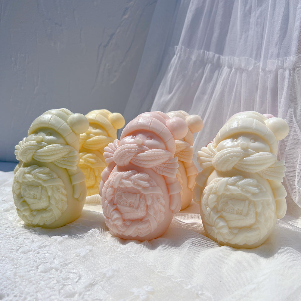 The Cozy Snowman Candle Mould silicone candle mould from MYKA Candles and Moulds, a professional supply for candle, soap, and baking moulds.