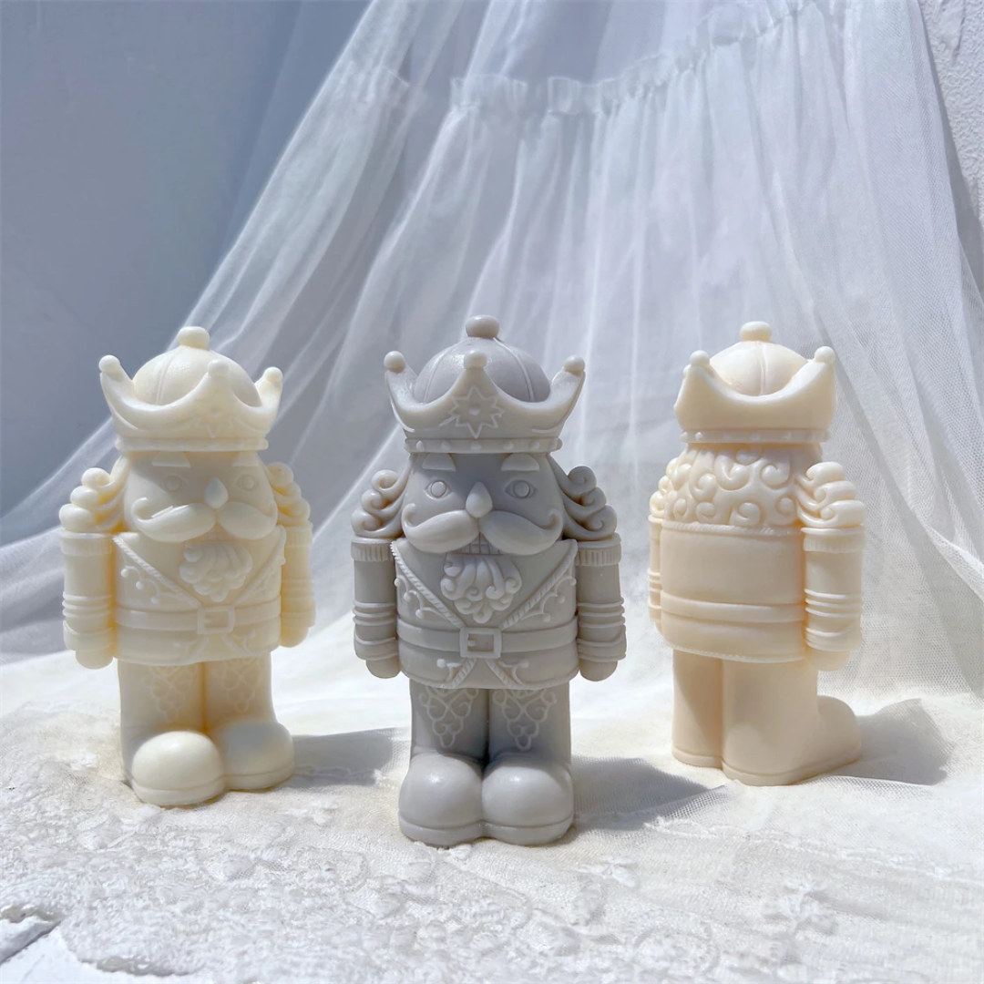 High-quality Crowned Nutcracker Silicone Candle Mould silicone candle mould from MYKA Candles and Moulds, great for resin moulds and professional baking mould needs.
