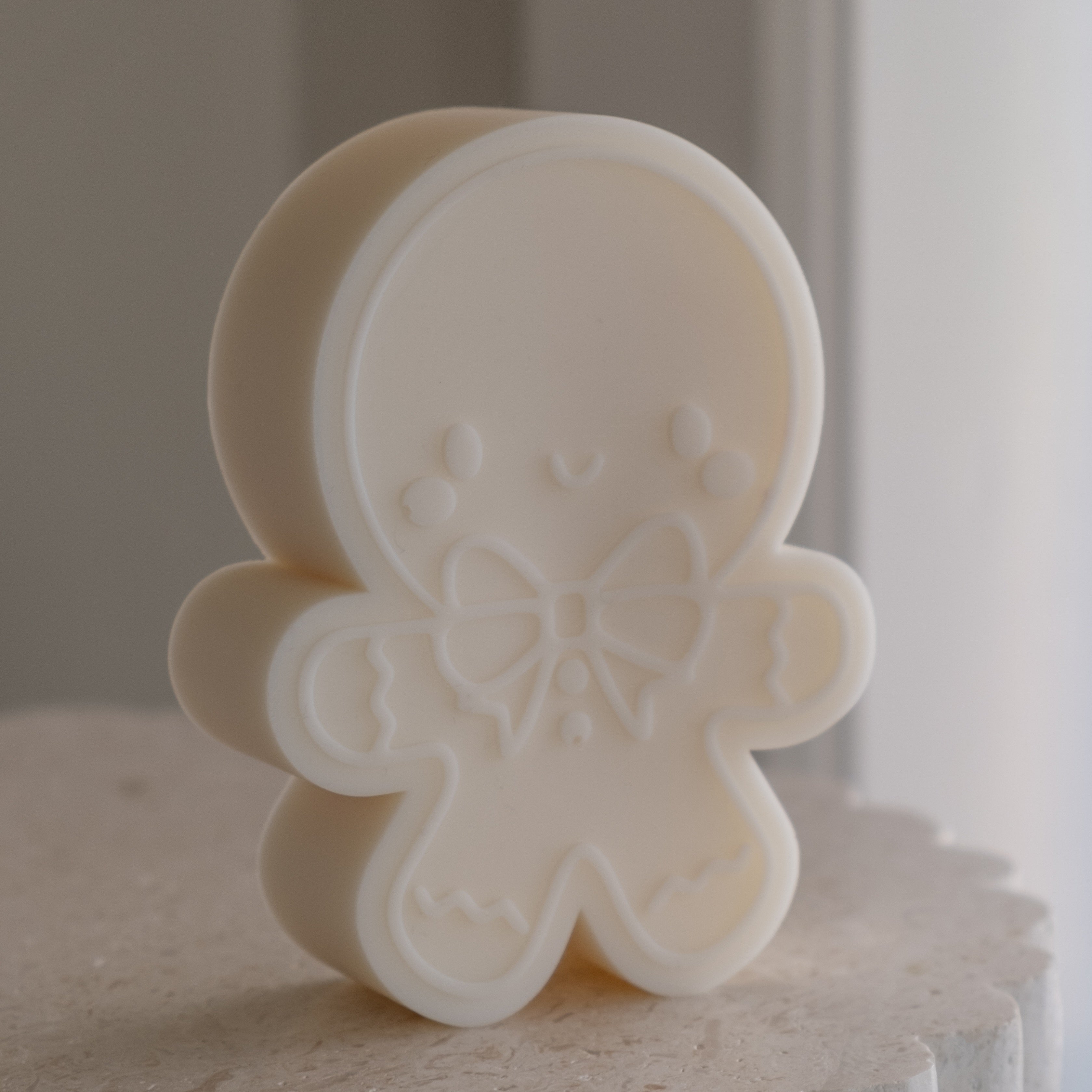 View of the Cute Gingerbread Man Candle Mould silicone candle mould from MYKA Candles and Moulds, ideal for DIY soap moulds and cake mould projects.
