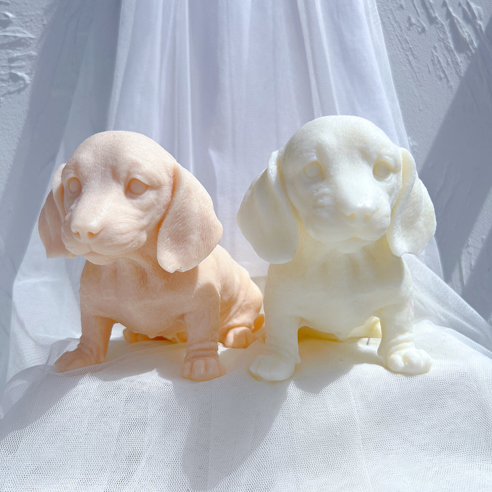 The Dachshund Puppy Candle Mould silicone candle mould by MYKA Candles and Moulds, optimized for professional candle, soap, and cake moulds.