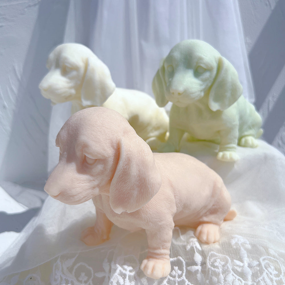 Durable Dachshund Puppy Candle Mould silicone candle mould by MYKA Candles and Moulds, ideal for resin moulds, soap moulds, and cake mould creations.