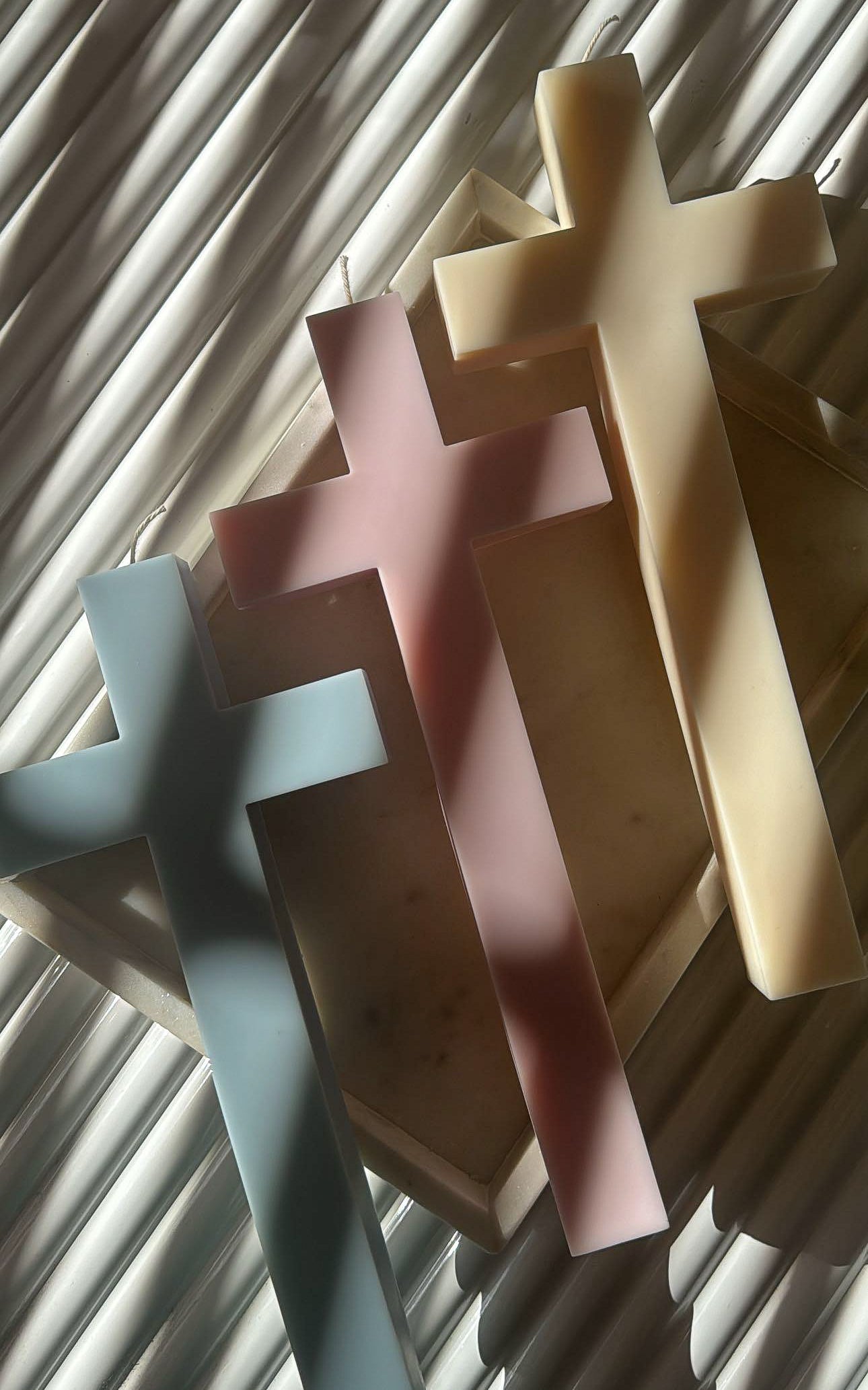 A premium Divine Cross Silicone Candle Mould silicone candle mold by MYKA Candles and Moulds, a versatile tool for soap, resin, and cake mould crafting.