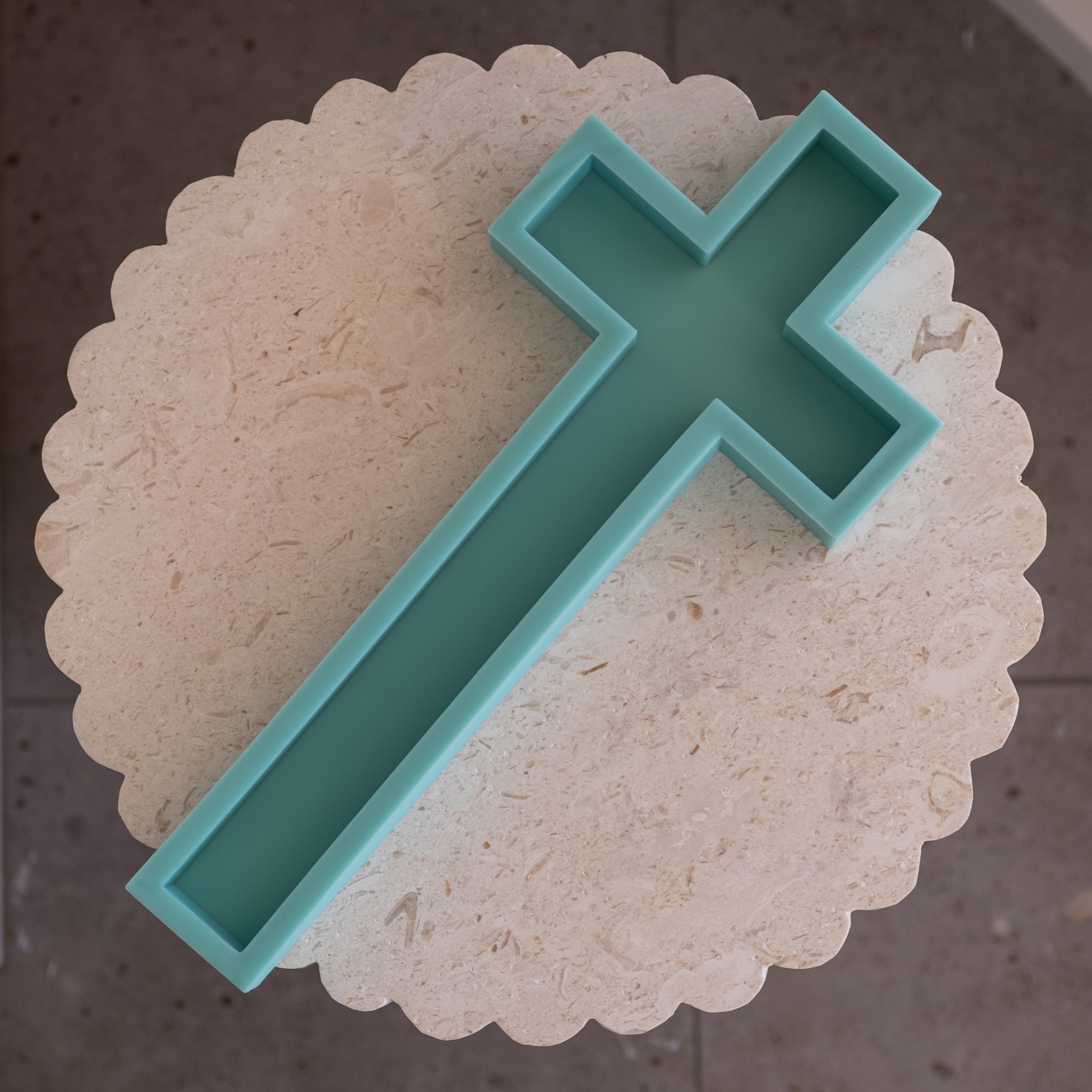 A detailed Divine Cross Silicone Candle Mould silicone candle mould by MYKA Candles and Moulds, perfect for candle making, soap moulds, and resin moulds.