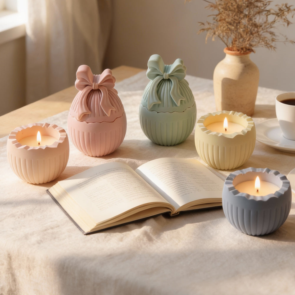 Precision-designed Easter Bow Egg Vessel Mould silicone candle mold by MYKA Candles and Moulds for resin vessels and decorative jars.